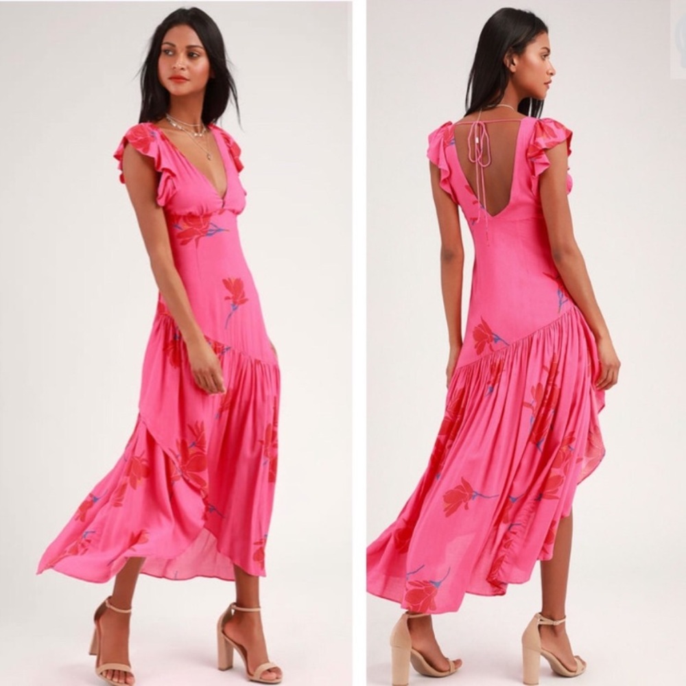 Free People She's A Waterfall Maxi Hibiscus Pink